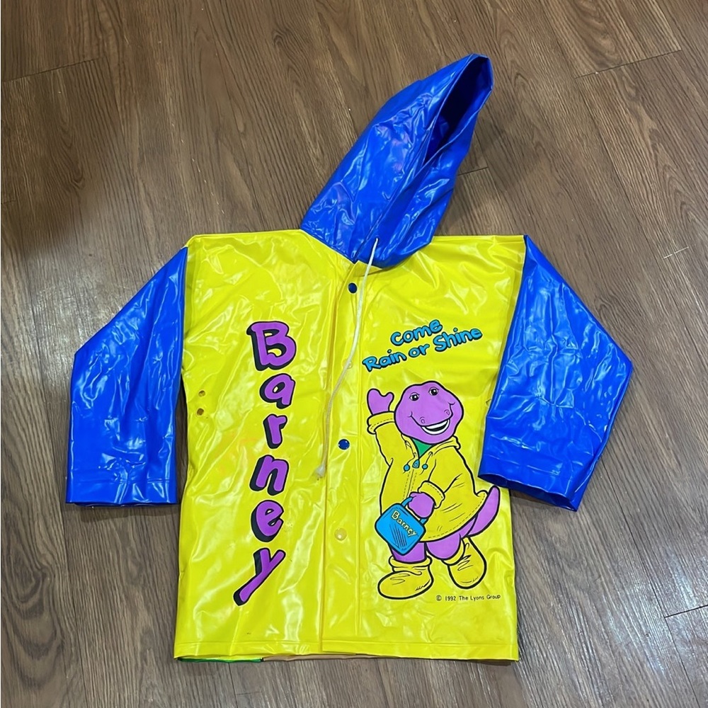 Barney vintage 1992 kids raincoat unisex